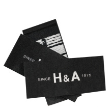 Design New Style Black Color Silk Printing  Logo Soft Satin Damask Garment Woven Brand Label For Neck T-shirt